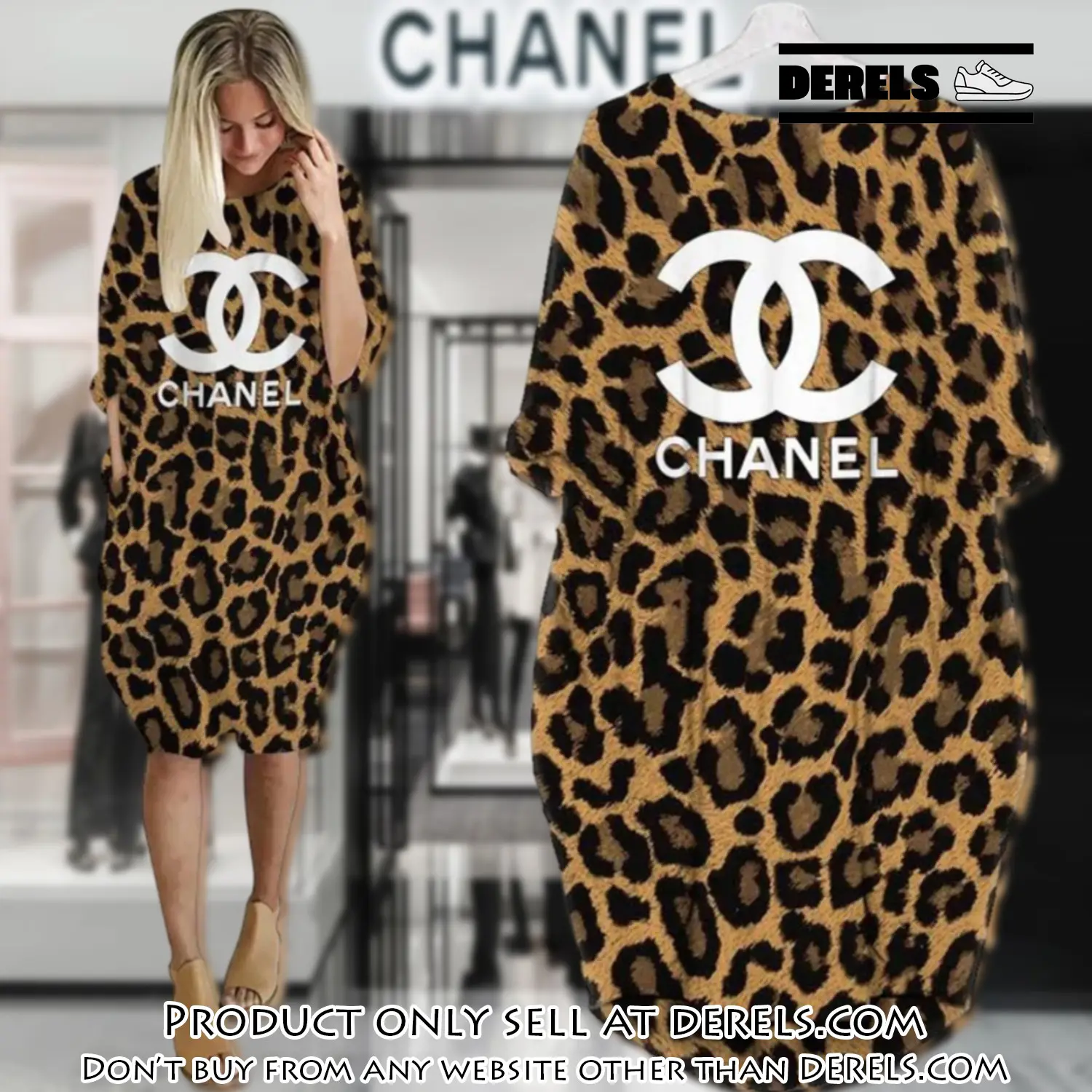 Chanel leopard batwing pocket dress luxury brand for women pd075 dr2424574